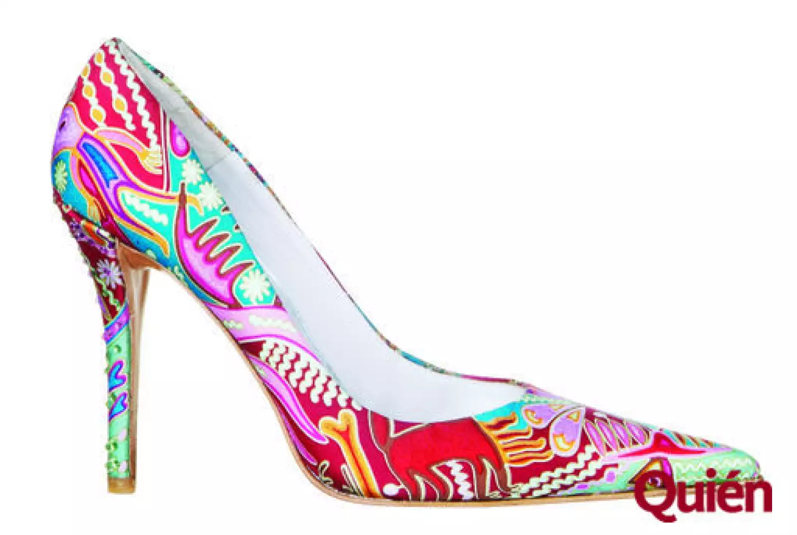 Zapato en tonos rosas y azules