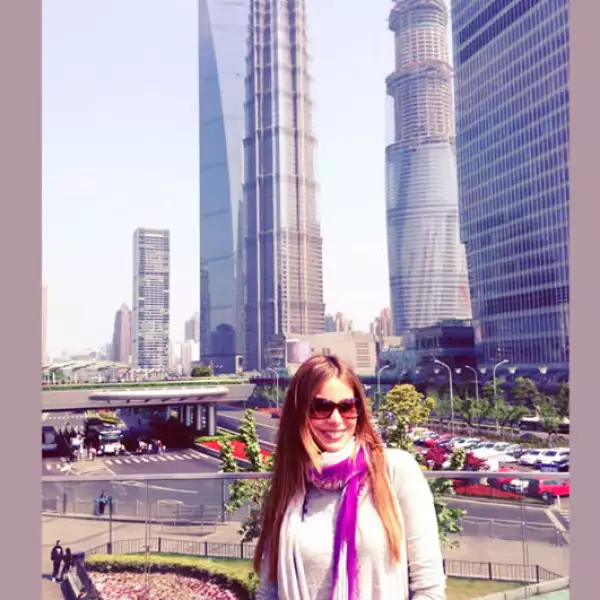 Sofía quedó impresionada con los edificios de Shanghai.
