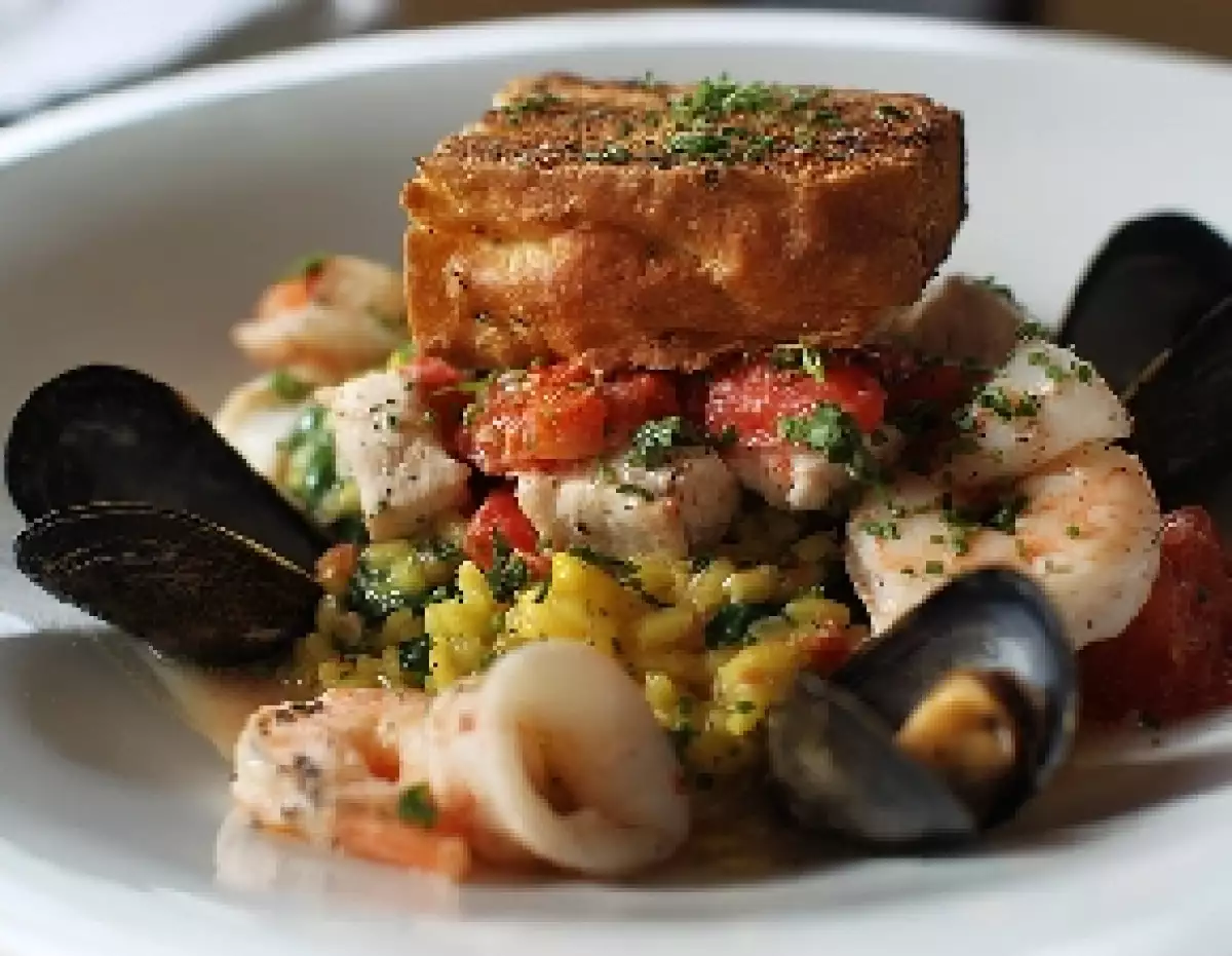 Risotto de mariscos.