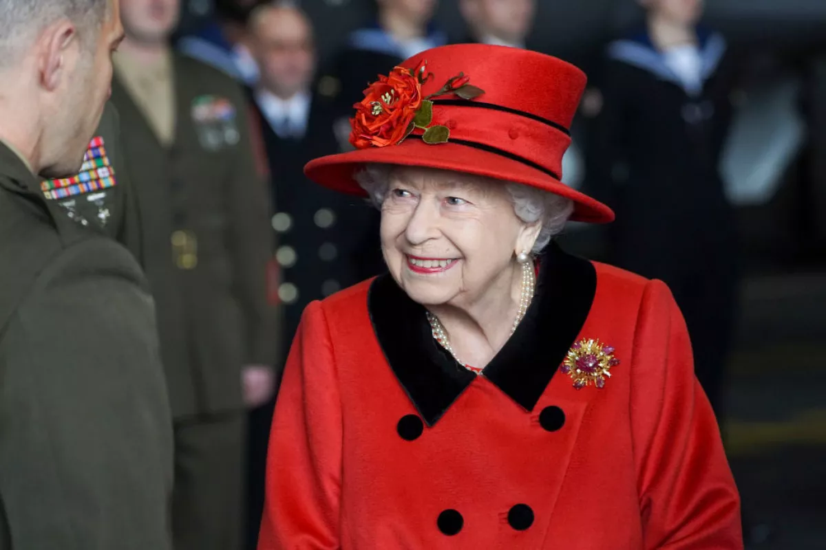 The Queen Visits HMS Queen Elizabeth In Portsmouth