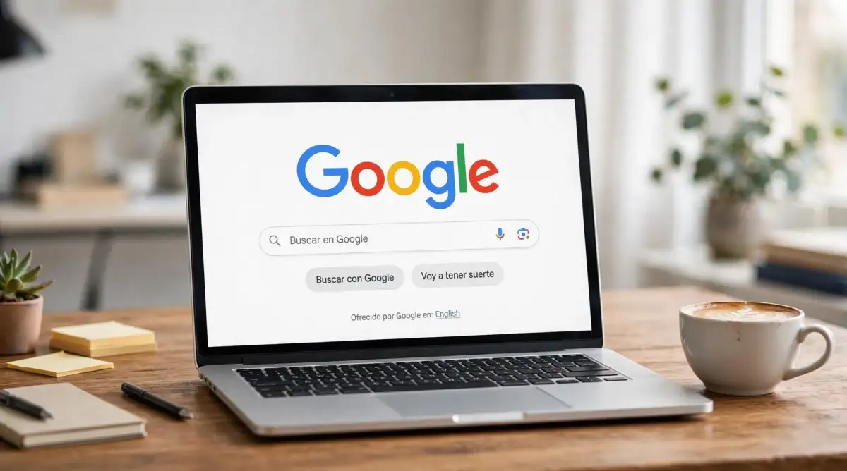 Computadora con el buscador de Google.
