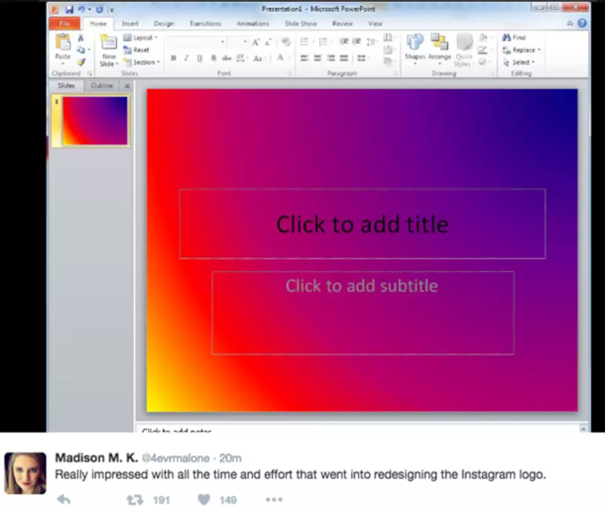 Comparar el nuevo logo de Instagram con un fondo de Microsoft.