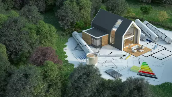 House project on construction ground