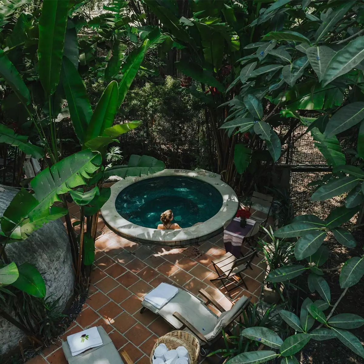 Foto de uno de los jacuzzis en el área de spa del hotel Amomoxtli.