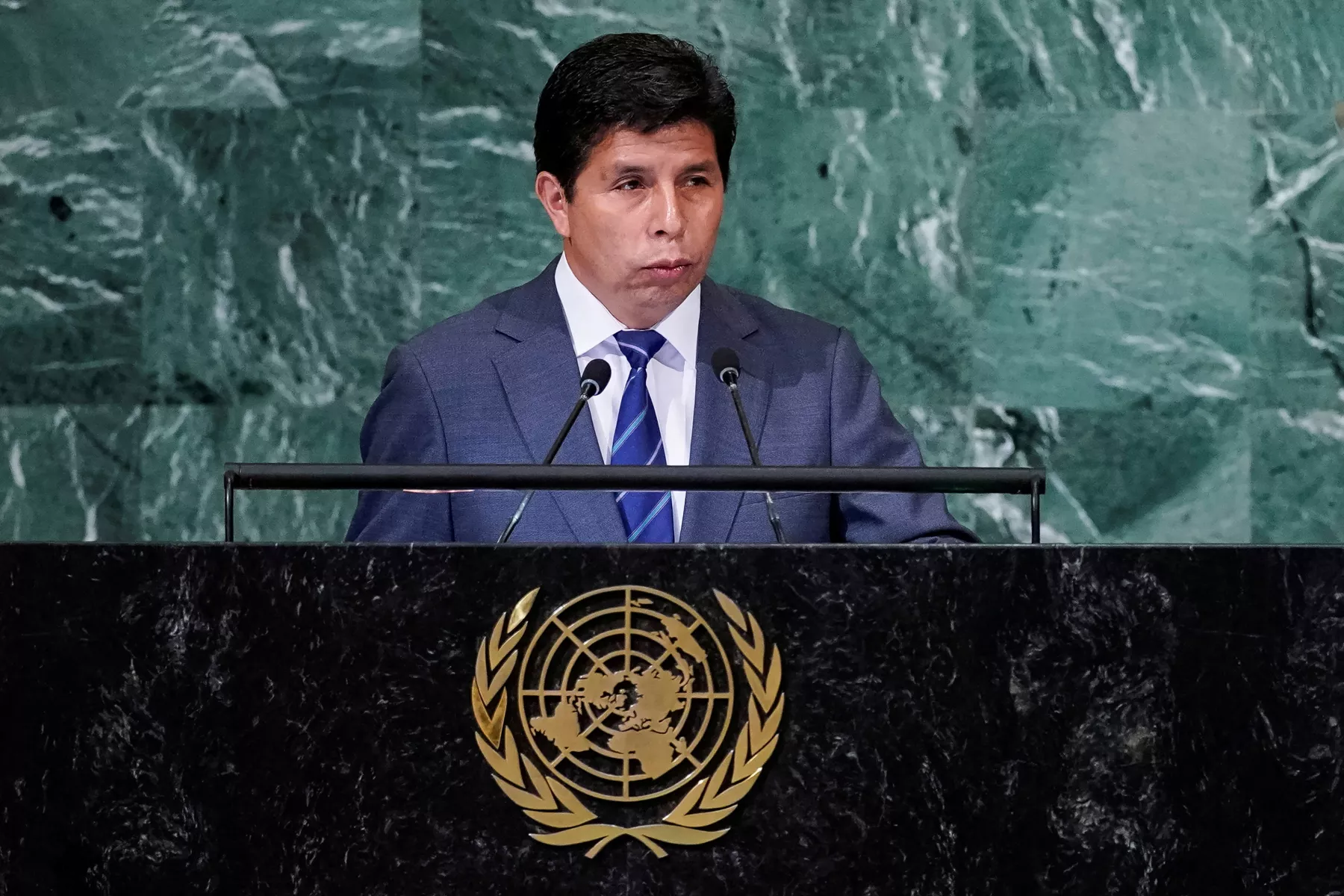 El presidente de Perú, Pedro Castillo, habla ante la Asamblea General de Naciones Unidas