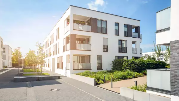 Residential area in the city, modern apartment buildings
