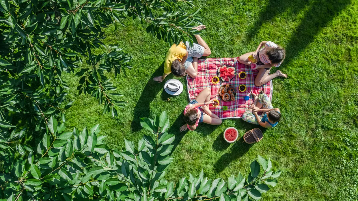 Happy family having picnic 