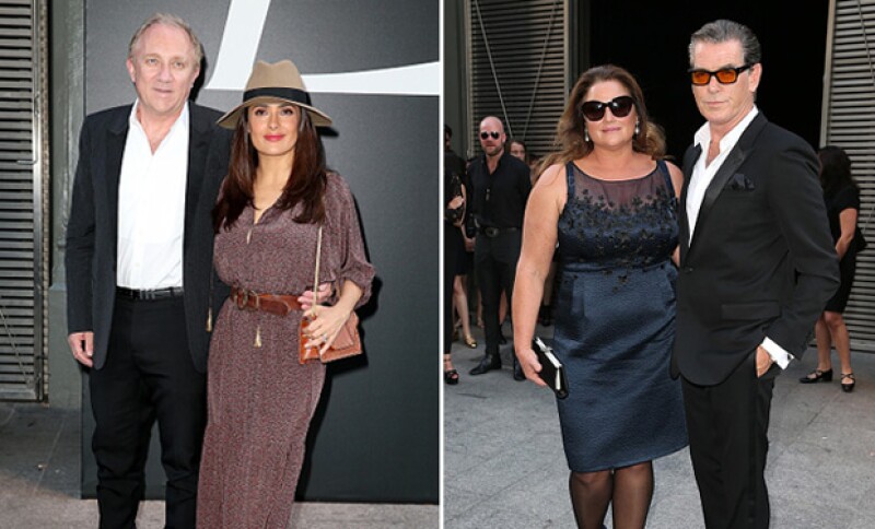 Tanto Pierce y su esposa, como Salma y François lucieron espectaculares a su arribo al evento.
