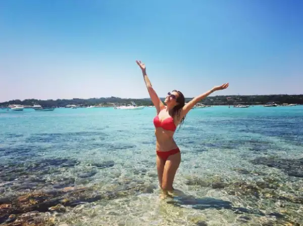 La cantante está disfrutando de sus vacaciones.
