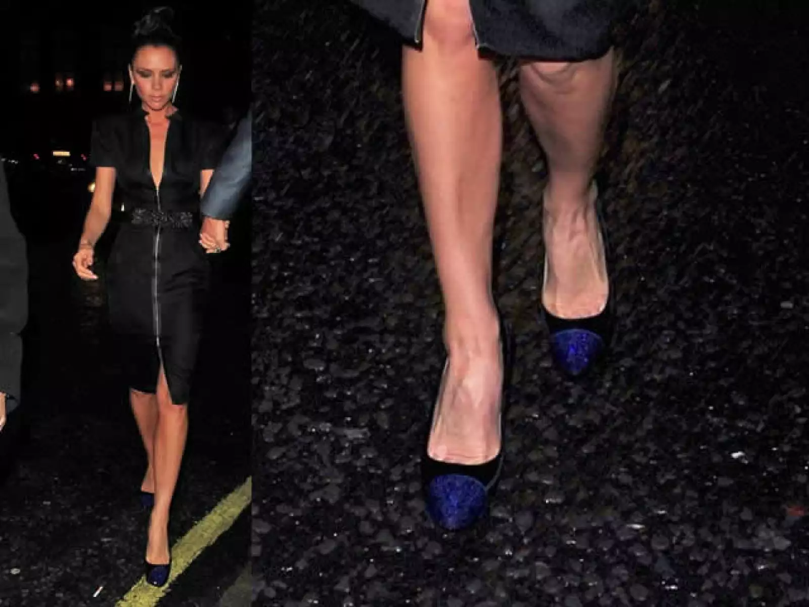 La `Posh Spice´con unos stilettos con punta azul.
