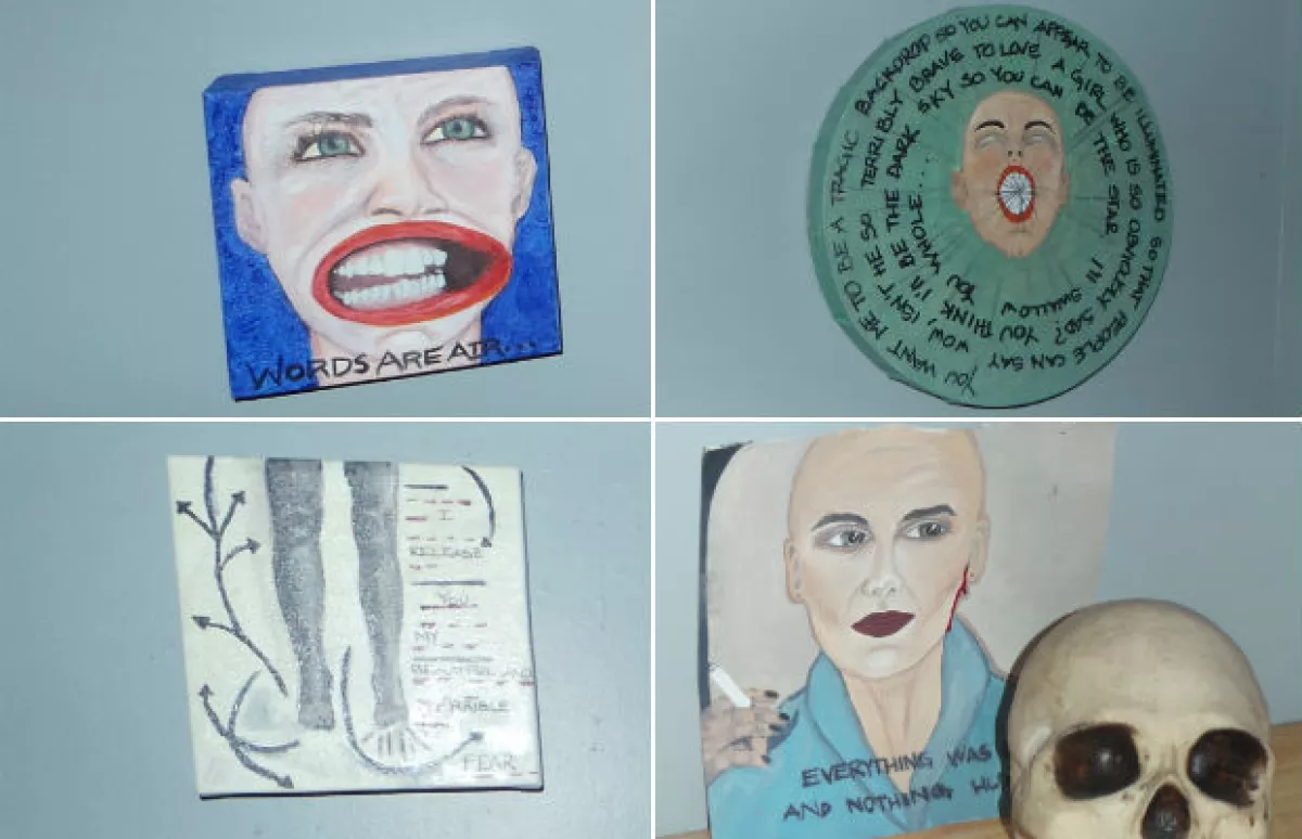 Obras realizadas por Martha Cristiana para engalanar los muros del bar La Descarada.