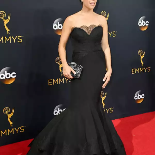 Neve Campbell en Christian Siriano.