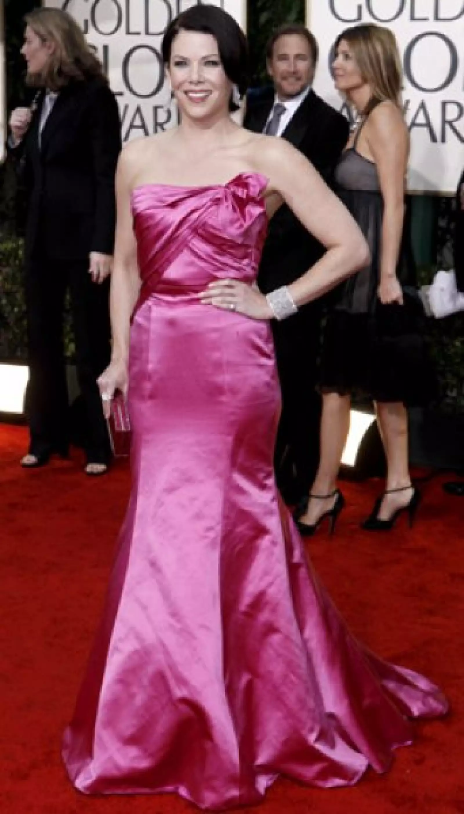 Lauren Graham eligió un vestido en color rosa para la 67 entrega de los Golden Globes.