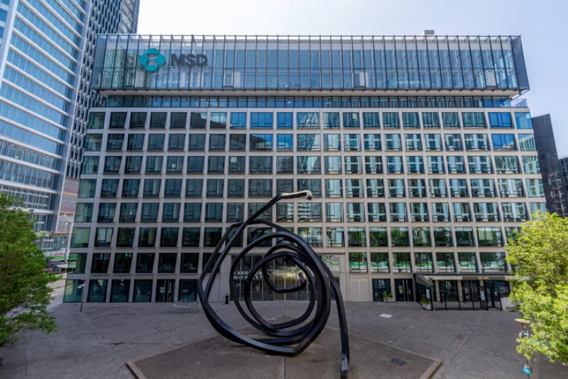 Exterior view of the headquarters of Merck Sharp and Dohme (MSD) France, Paris-la Défense