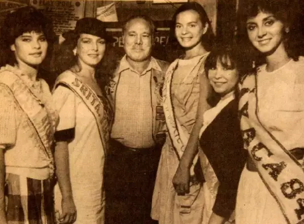 Luz Beristain fue Miss Yucatán en 1984, en la foto aparece (con sombrero) junto a Don Blackwell del Club de Leones de California, EUA.