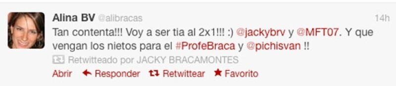Su hermana no pudo ocultar su felcidad por convertirse en tía por doble partida.