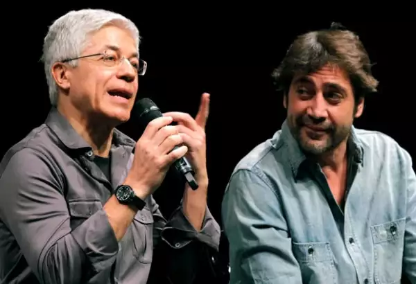 Juan Carlos Corazza, director y fundador del El Estudio Corazza para el Actor, y Javier Bardem, uno de sus pupilos.