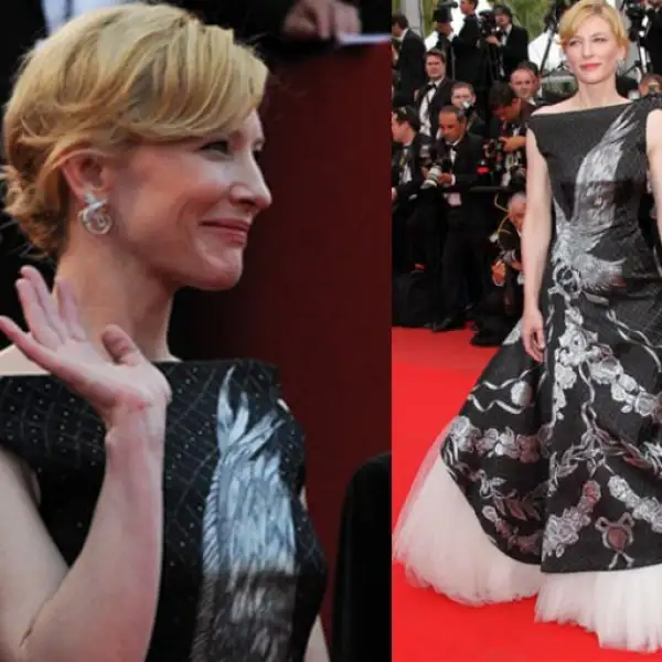 La ganadora del Oscar, Cate Blanchett, quien interpreta a Marion en el filme Robin Hood, rindió homenaje al diseñador británico Alexander Moqueen con este vestido.