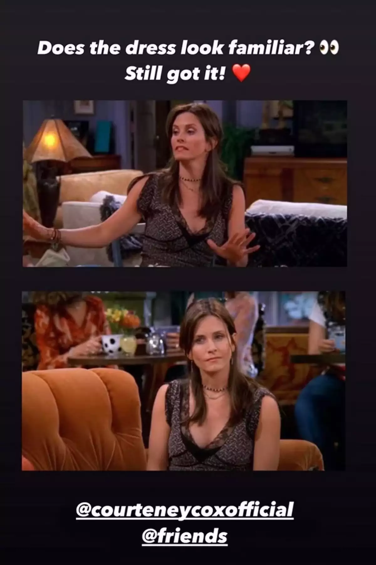 Jennifer Aniston usó el vestido que Monica Geller usó en Friends hace casi 30 años. 
