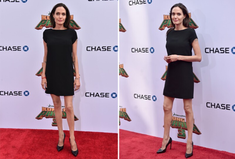 Hace unas semanas, en la premiere de Kung-Fu Panda 3, Angelina llamó la atención por sus piernas y brazos extremadamente delgados.
