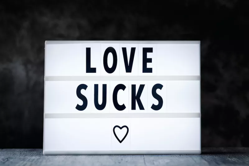 text love sucks in a lightbox