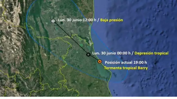 Tormenta tropical Barry en México: trayectoria y estados afectados 