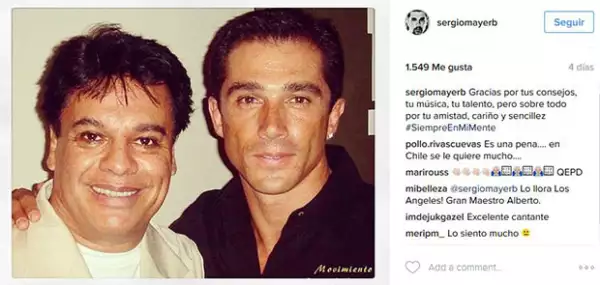 Con esta foto se despidió Sergio del cantautor.