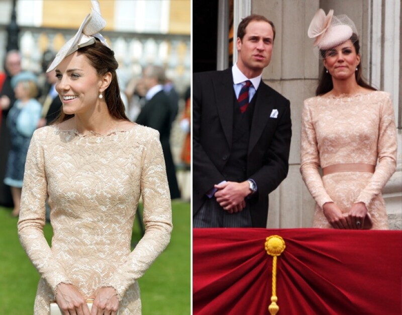 A la izquierda durante la celebración del Duque de este 10 de junio y a la derecha en 2012 a su salida a los balcones del Palacio de Buckingham en los festejos del Jubileo de la Reina.