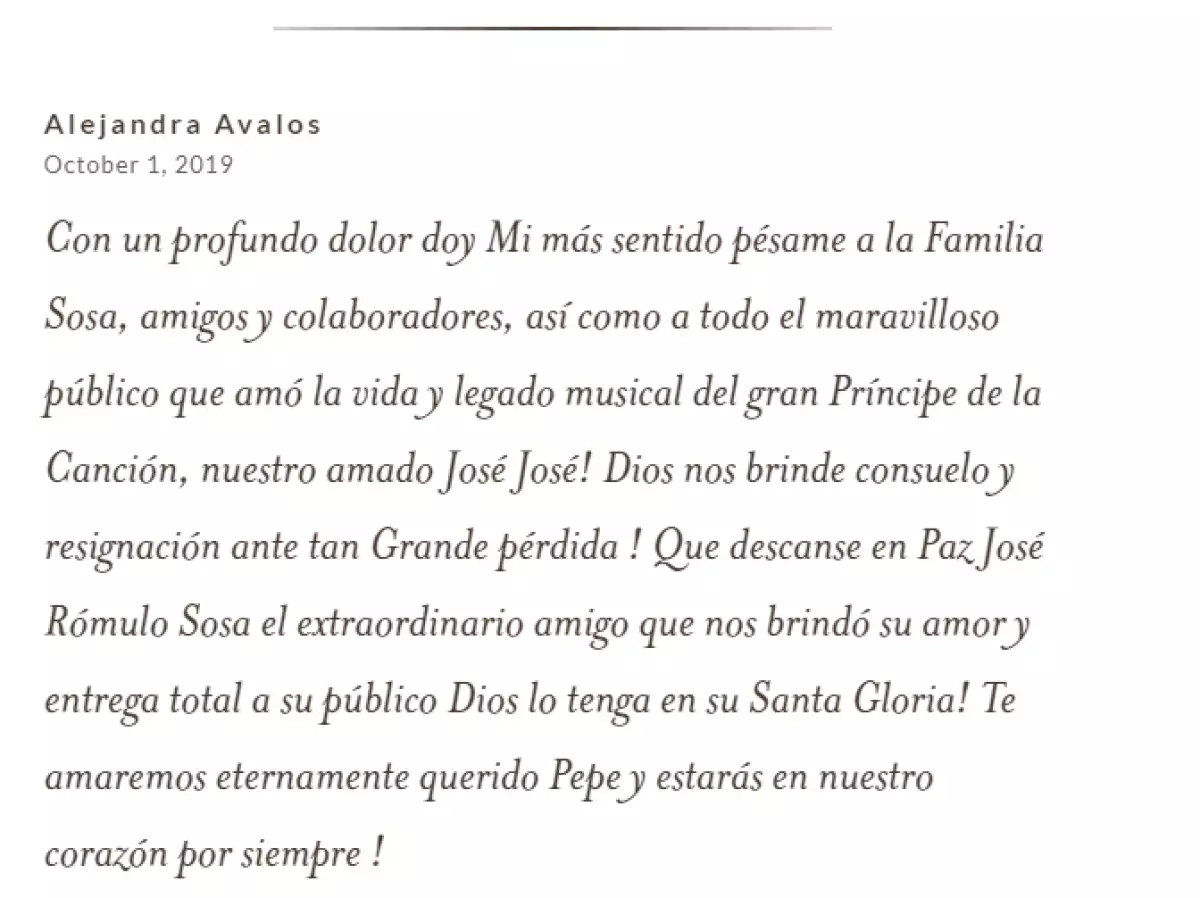 Condolencia Alejandra Avalos