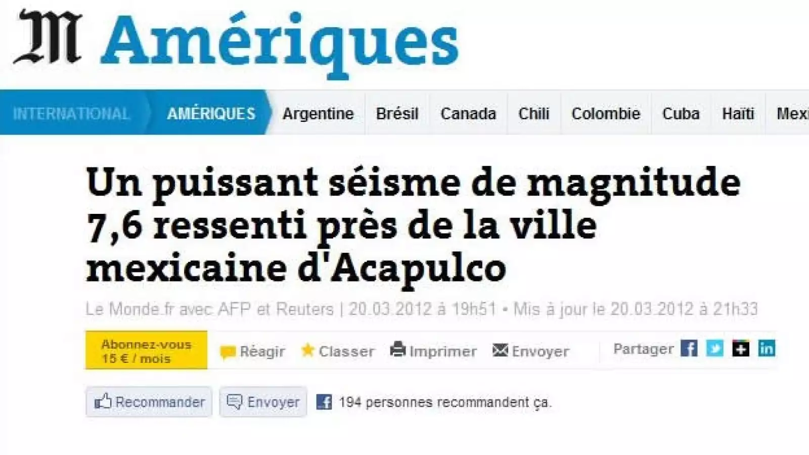 Portales temblor Le Monde