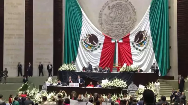 Los legisladores del PRD llenaron de flores blancas la tribuna del Salón de Plenos de la Cámara de Diputados durante la discusión de los dictámenes enviados por el Senado.