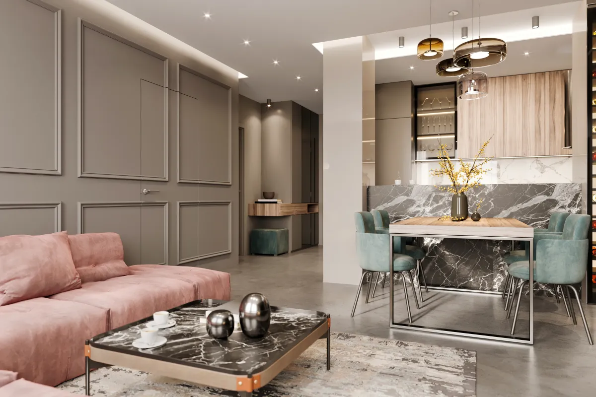 Modern apartment interior dining room