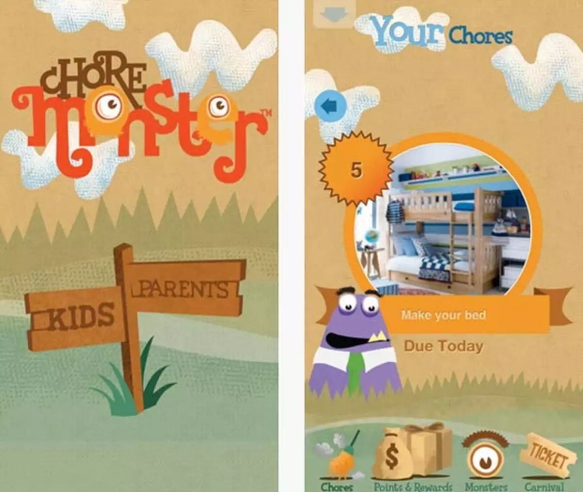 ChoreMonster es una aplicación que ayudará a los niños realicen sus actividades donde pueden ser recompensados.