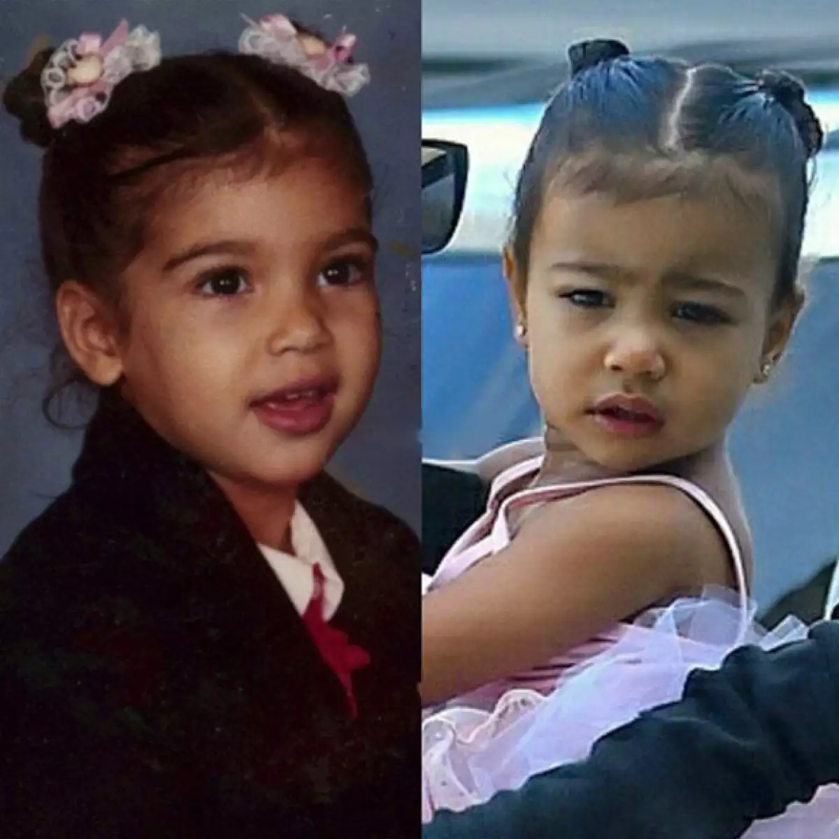 La semana pasada la hija de la socialité y Kanye West fue captada en su tutú de ballet, por lo que su mamá publicó una foto con un look muy parecido de cuando tenía la misma edad.