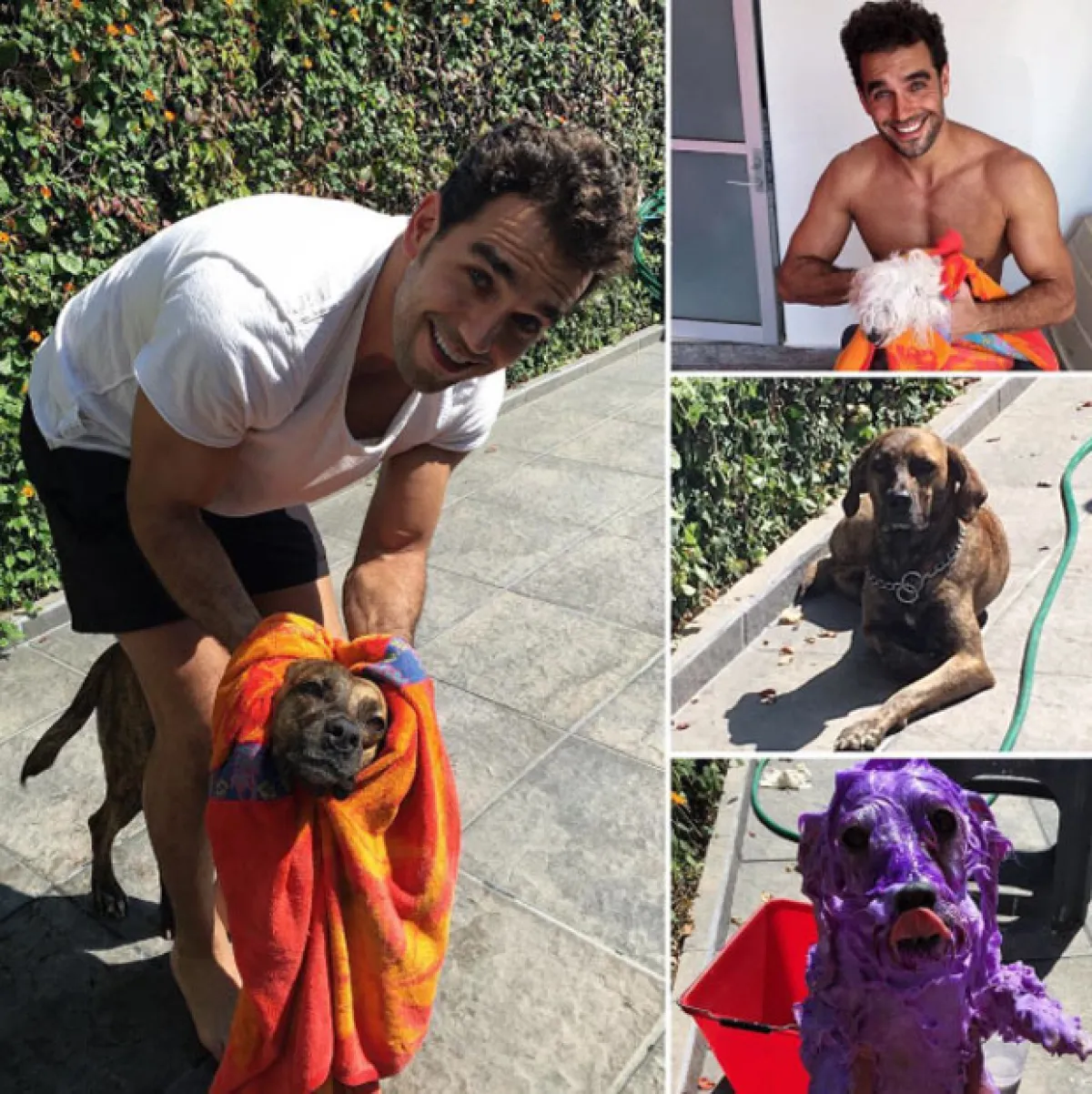 Marcus Ornellas con sus mascotas.