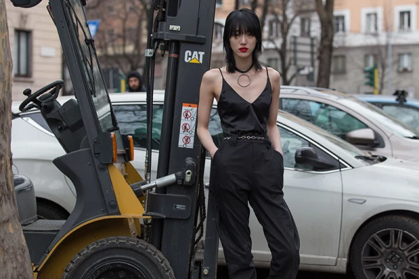 Street Style, Fall Winter 2018, Milan Fashion Week, Italy - 25 Feb 2018