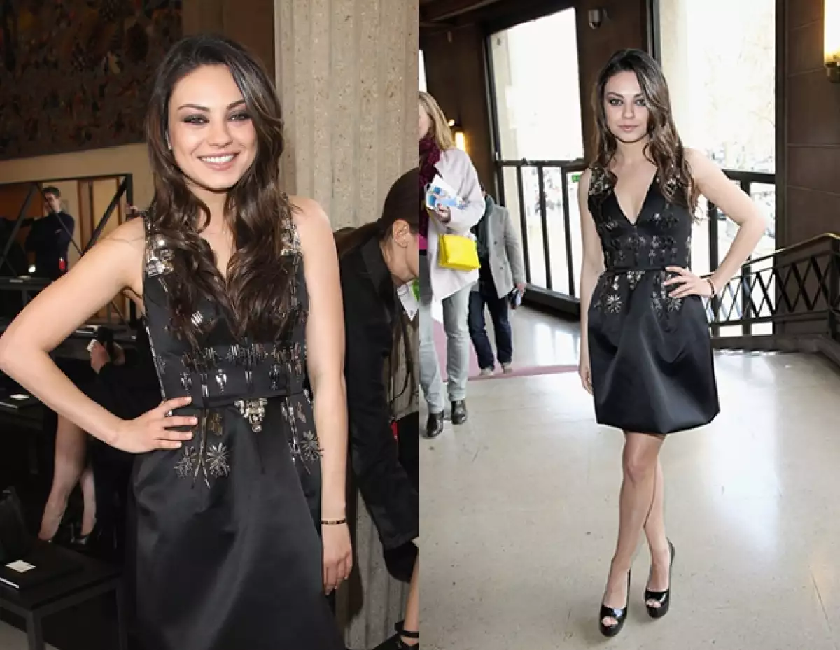 Mila Kunis en el desfile de la firma italiana Miu Miu.
