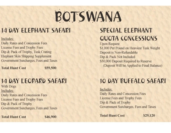 Precios del Safari.