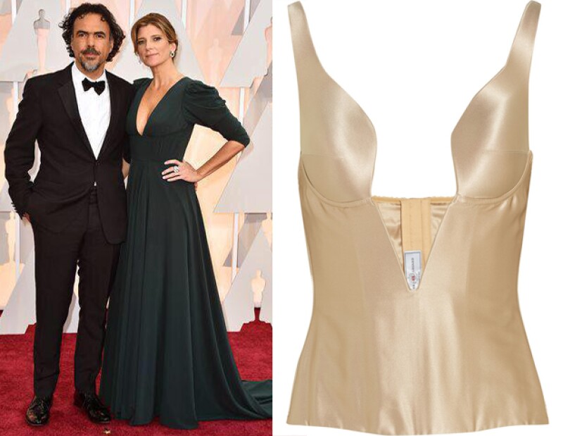 La esposa del ganador a mejor director en los Óscars lució segura con su vestido.