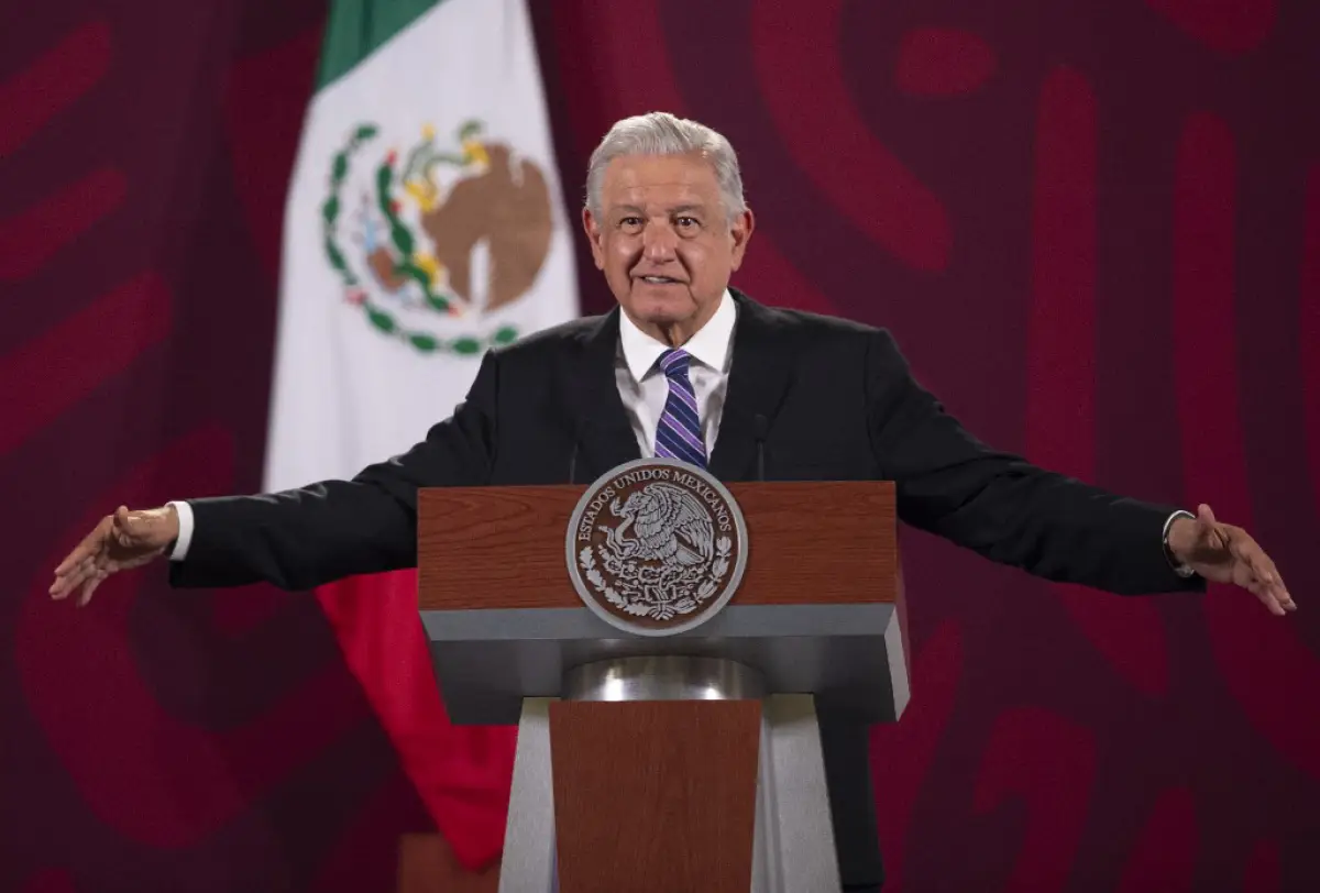 (El presidente López Obrador durante la conferencia matutina en Palacio Nacional)