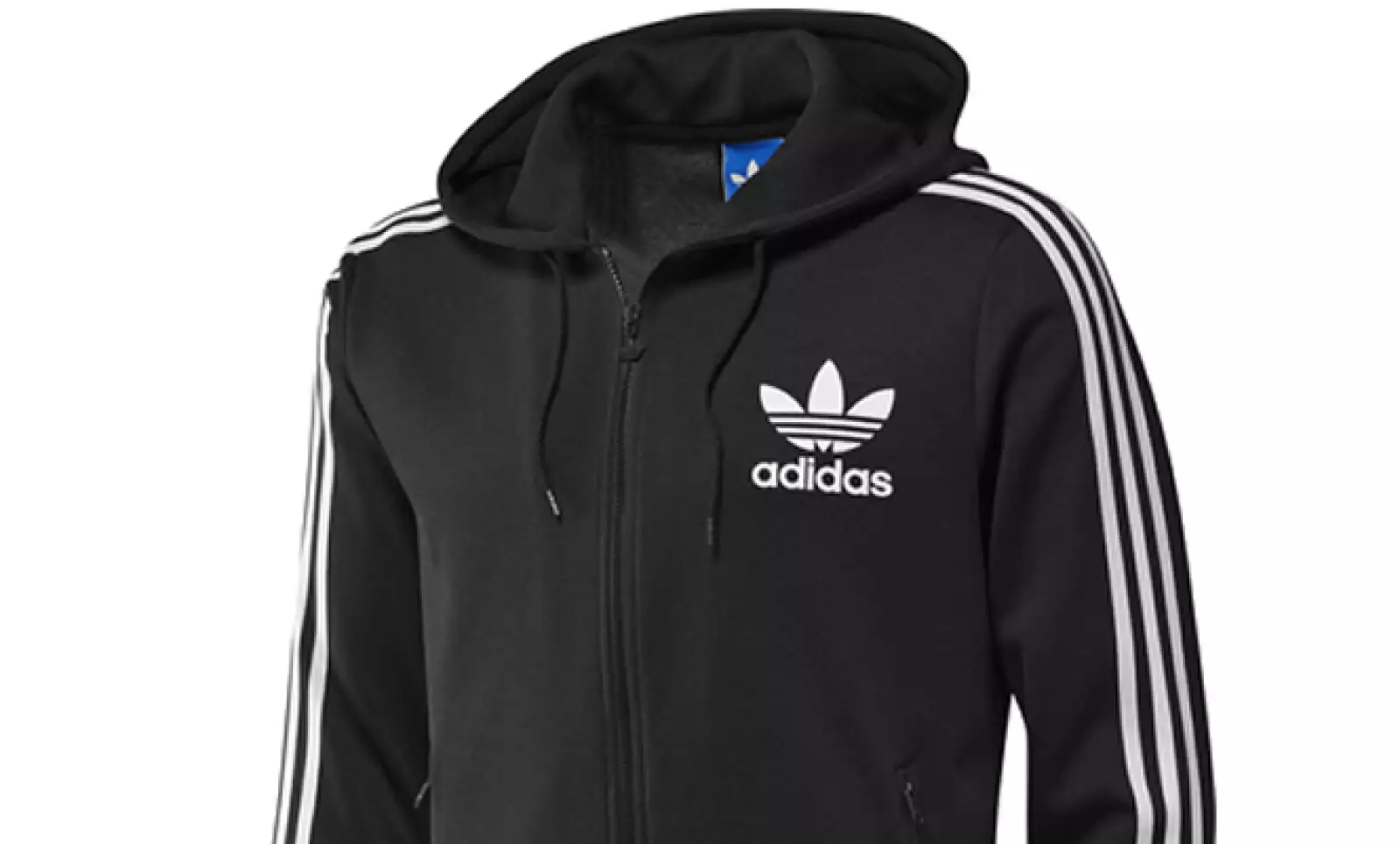 Esta hoodie hecha de algodón tiene cierre al frente y una capucha.