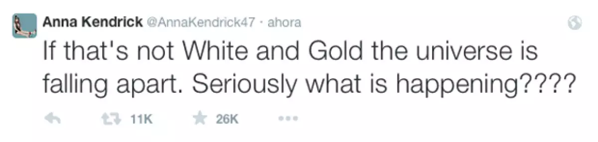 Otra de las confesaron su desesperación sobre el color del famoso vestido fue la actriz Anna Kendrick.