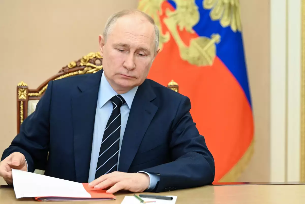 El presidente ruso, Vladimir Putin, preside una reunión con miembros del Consejo de Seguridad, a través de un enlace de vídeo en Moscú, Rusia, el 14 de julio de 2023.