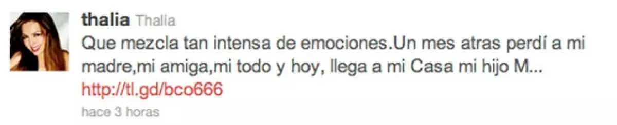 La mamá de Thalía murió exactamente el 27 de mayo, un mes después la cantante llega a casa con su hijo recien nacido.