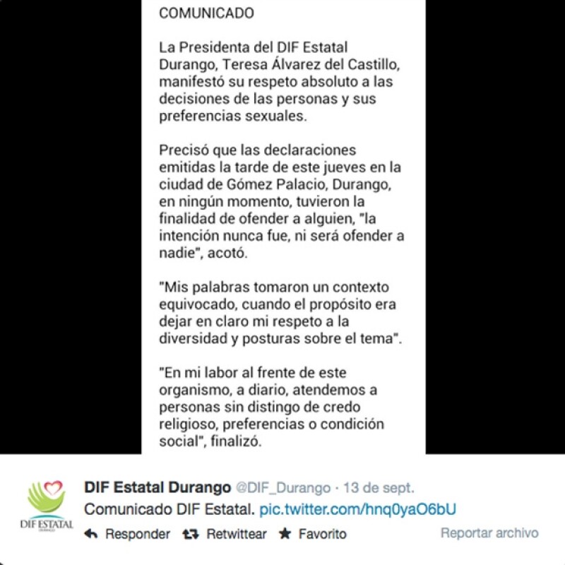 El mensaje fue publicado por la cuenta del DIF estatal.