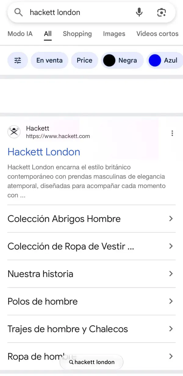 Búsqueda en el buscador predeterminado de iPhone, Safari.