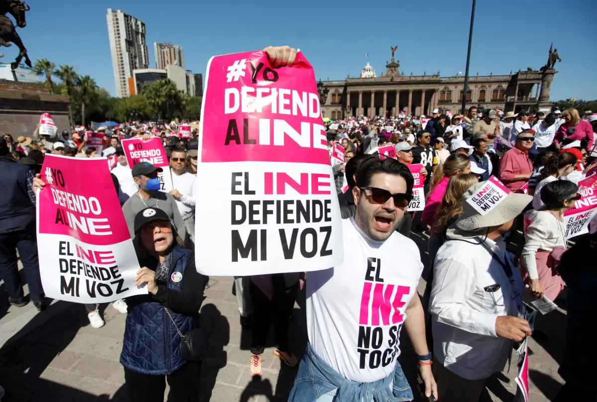 Protest against Mexico's President Lopez Obrador's electoral reform, in Monterrey