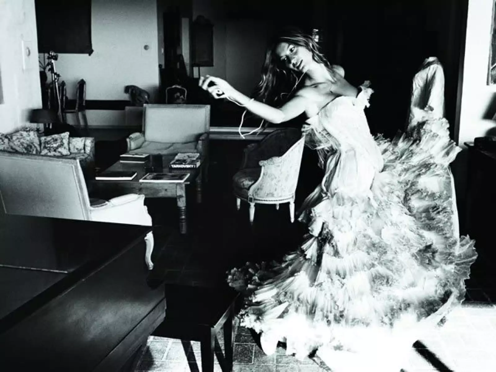 Vestido de chiffon, Roberto Cavalli. iPod, Mac (PRODUCTO) RED.