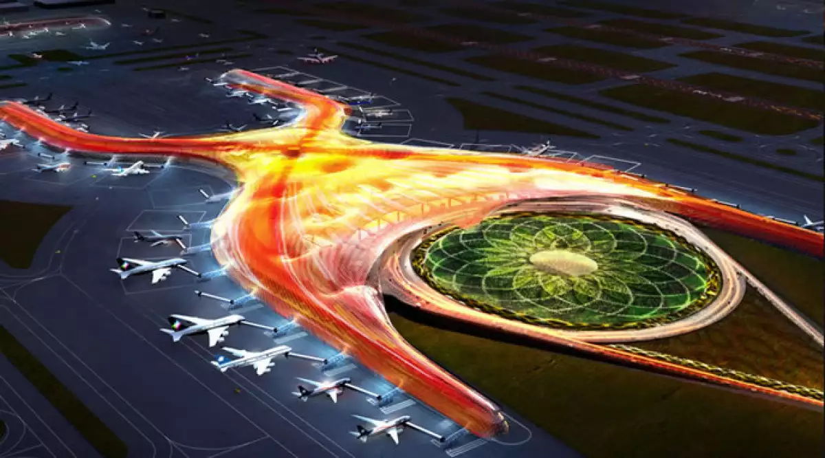 Una ilustración de cómo se verá el edificio del aeropuerto de la Ciudad de México.