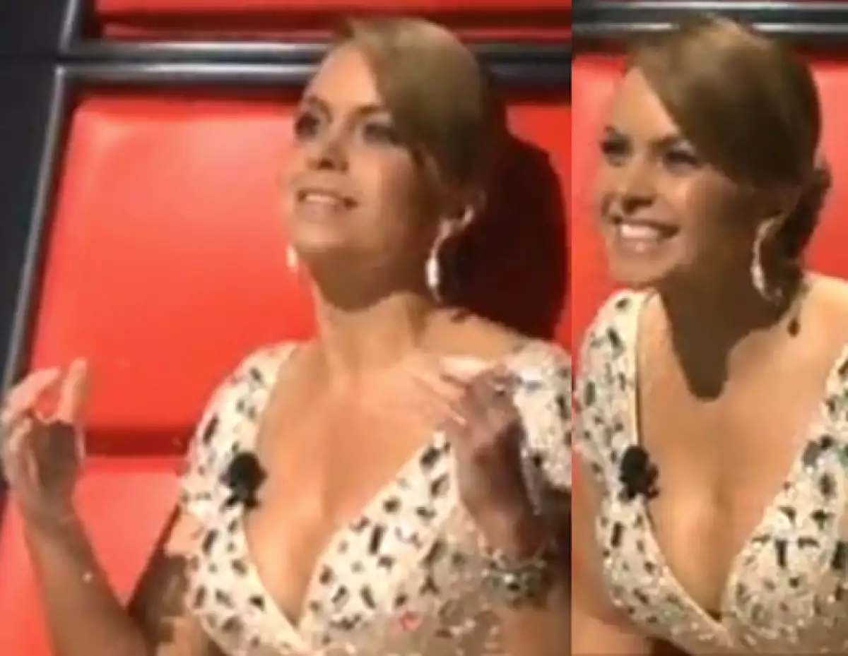 La ex esposa de Manuel Mijares lució un escotado mini vestido en color durazno que favoreció su figura durante la emisión del programa dominical.